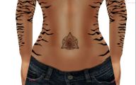 Funny Cat Tattoo On Stomach 13 Widescreen Wallpaper